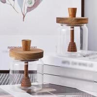 Jars De Miel Con Tapa De Madera Y Varilla De Mezcla En Vidrio De Borosilicato Alto Transparente Almacenamiento Sellado De Jars De Miel Retro Y Nostálgico - details 2
