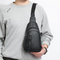 Bolsa De Pecho Para Hombre 100% Cuero Genuino Bolsa De Hombro Mensajero Casual Bandolera Estilo Fashion Bolsa De Mano Pura - details 3