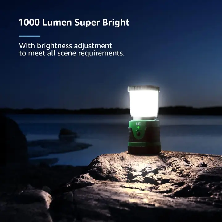 LE linterna, regulable de 1000lm potente lámpara de camping, linterna de 360 ° 3 modos de iluminación, portátil impermeable suspendido, para acampar, bricolaje, emergencia, garaje, bodega, etc. - 1