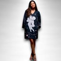 Vestido Ángeles Anabel Lee Mujer | Negro Evasé Constelaciones Strass | Frase Inspiradora - details 1