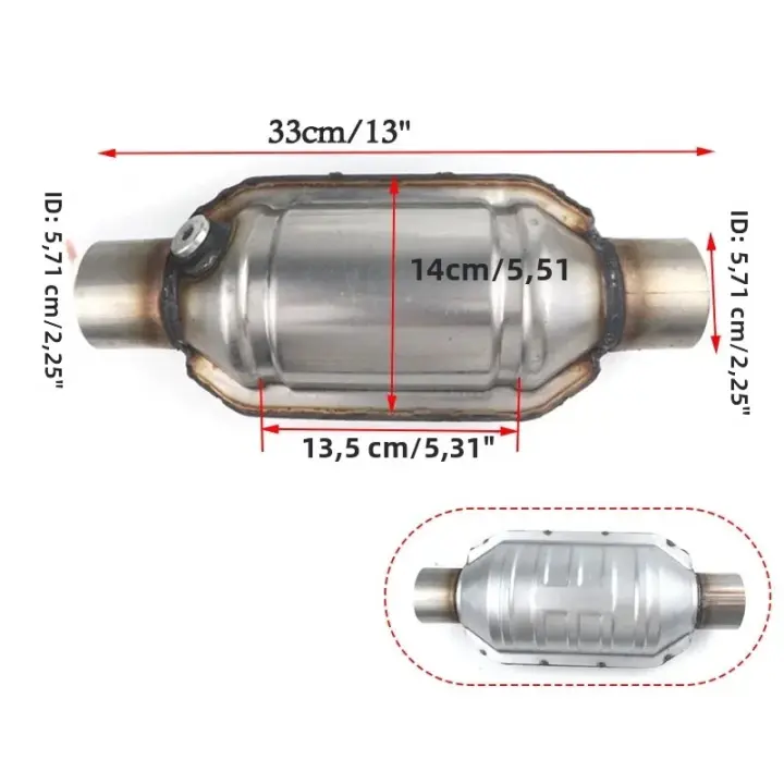 Convertidor Catalítico Universal De Alta Fluidez 2'' 2.25'' 2.5'' 3" 400 Celdas Acero Inoxidable Redondo Euro1 Para Muffler - 1