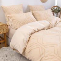 Funda De Edredón Tejida 3pcs 100% Microfibra Cama Ropa De Cama Conjunto Suave Para Todas Las Estaciones Amigable Con La Piel - details 2