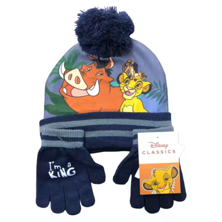 CONJUNTO DE GORRO Y GUANTES DEL REY LEÓN  DE PUNTO EN TALLA ÚNICA REGALO PERFECTO - 1