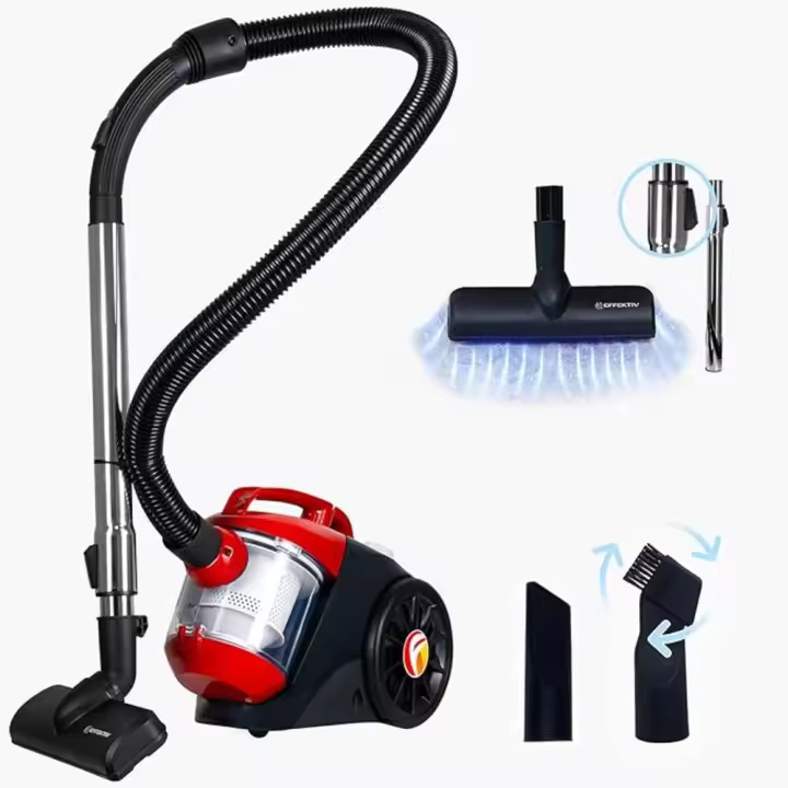 EFFEKTIV - Aspiradora Sin Bolsa 1000X 1,5L | Aspirador Trineo Ciclónica | 1200W de Potencia | 85000Pa Succión | Filtro HEPA Lavable | Tubo Telescópico Acero | Cable con Enrollado Automático |Compacta [Clase de eficiencia energética A++] - 1