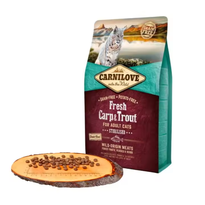 Carnilove Pienso para Gatos Esterilizados - Carpa y Trucha Frescas - 2 kg - 1