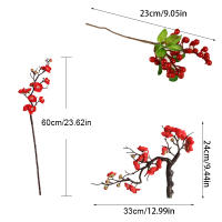 Rama De Flores Artificiales De Seda Rojo Durazno Para Decoración De Casas Bodas DIY Adornos De Navidad Berro Falso Flores - details 1