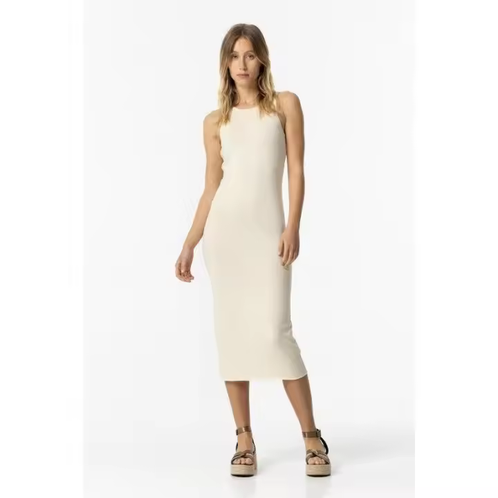 Vestido Halia Beige Largo Punto de Tiffosi - 1