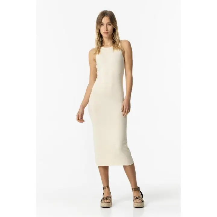 Vestido Halia Beige Largo Punto de Tiffosi - 1