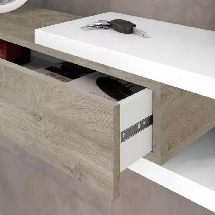 MUEBLE RECIBIDOR CAJON Y ESPEJO 19X95X26 CM ROBLE BLANCO ARTIK - 1