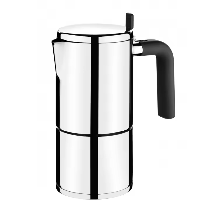Bra - Cafetera Italiana Exprés Bali, De 4 a 14 Tazas, Diseño Moderno, Acero Inoxidable, Café Aromático, Media Carga, Acabado Brillante - 1