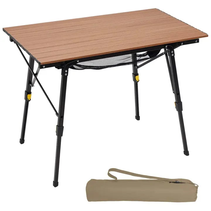 Mesa de camping plegable de altura ajustable, 60 kg, aluminio, 90 x 53 cm, para 4 personas, mesa plegable ligera - 1