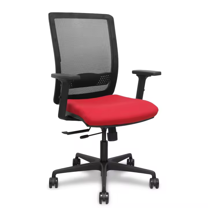 Silla Haches traslack malla negra asiento bali rojo brazos 2D ruedas 65mm - 1