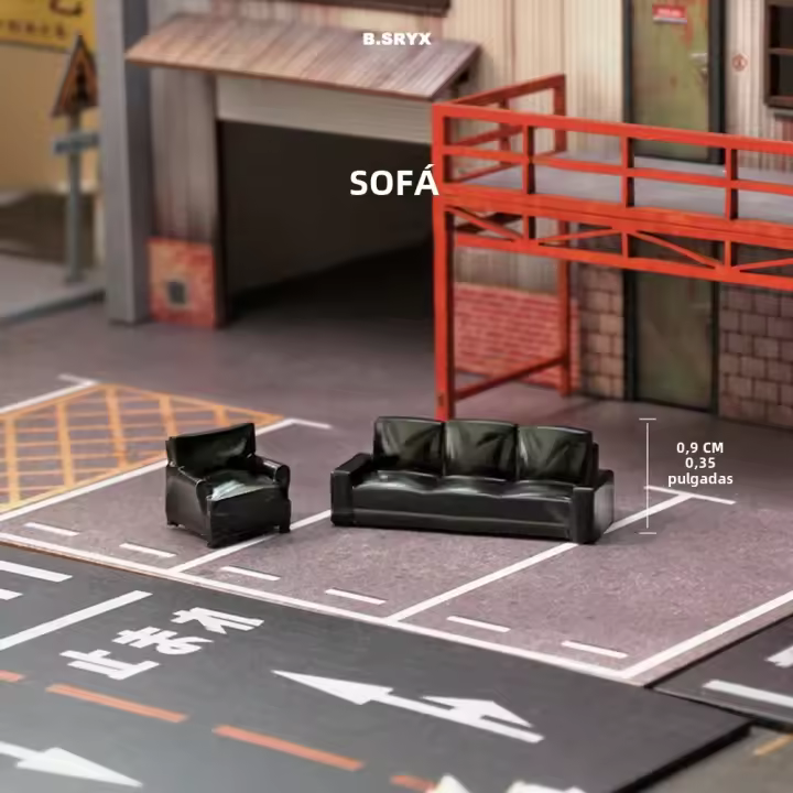 Kicarmod Kit De Mesa Y Silla De Sofá a Escala 1/64 Paquete Con Escenas Arquitectónicas Y Modelos De Coches a Escala Compatible Para Juegos De Figuras De Acción - 1