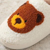 Zapatillas De Casa Para Mujer Lucyever Con Patrón De Oso Suaves Y Cálidas De Peluche Antideslizantes Para Interior Invierno - details 1