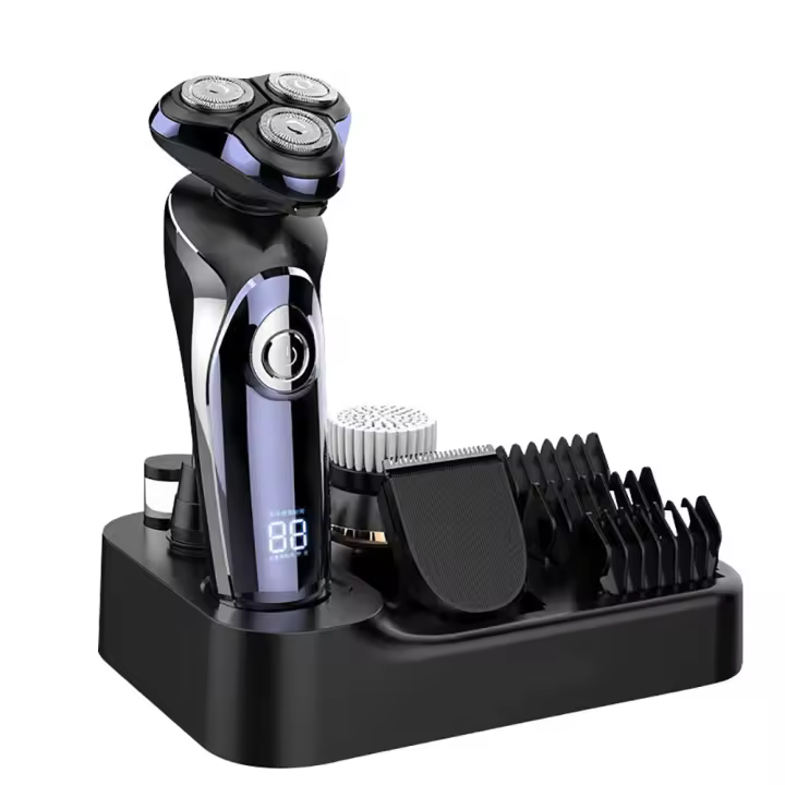 maquina de afeitar hombre,Afeitadora eléctrica en seco y en húmedo 5 en 1, afeitadora eléctrica rotativa con cortapelos de precisión IPX6, resistente al agua, Razor eléctrica multifuncional 5 en 1 para hombres - 1