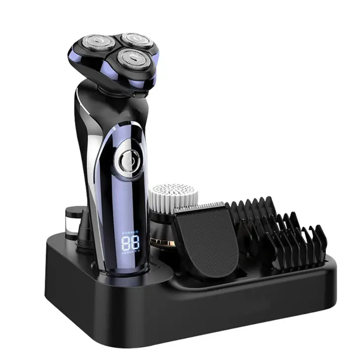 maquina de afeitar hombre,Afeitadora eléctrica en seco y en húmedo 5 en 1, afeitadora eléctrica rotativa con cortapelos de precisión IPX6, resistente al agua, Razor eléctrica multifuncional 5 en 1 para hombres - 1