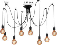 Lámpara de araña de techo E27 negra, lámpara de iluminación de bricolaje ajustable clásica antigua restaurante industrial elegante moderno 8 brazos (47,24 pulgadas/59,05 pulgadas/78,74 pulgadas) - details 0