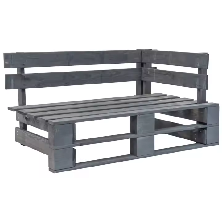 Banco esquinero de Palés para Jardín Madera Gris - 1