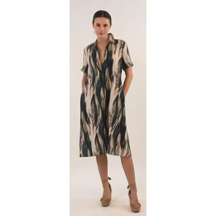 Trovels Vestido Estampado Cuello Mao - 1