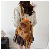 Mochila De Peluche Kawaii Con Capybara Simulación De Flor Y Fruta Para Niños Mochila De Hombro Para Novia Regalo Tamaño 28cm Material Algodón - details 33