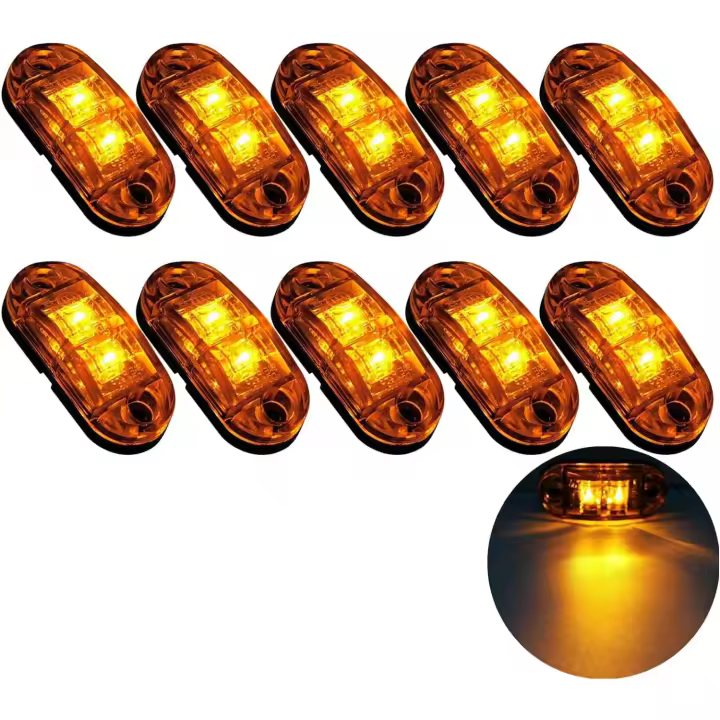 Luces de posición laterales LED de 10 x 2, 12/24 V, luz amarilla de advertencia para remolque, para camión, caravana, RV - 1