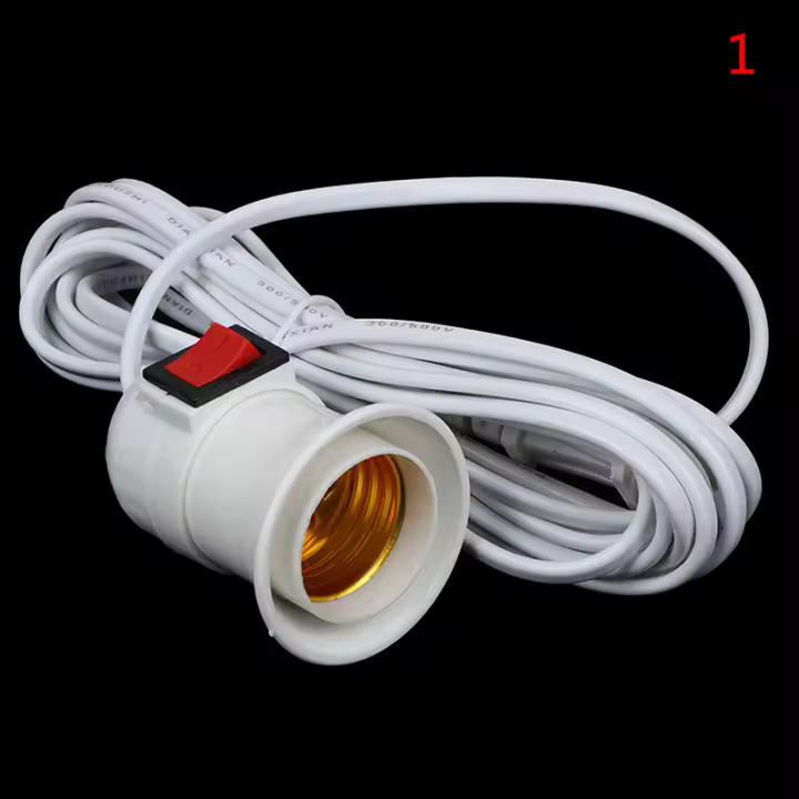 Soporte De Bombilla Con Interruptor E27 2.5/4M Cable Plug-in Para Lámpara Colgante Estilo Americano Portátil Base De Luz 1PC - 1
