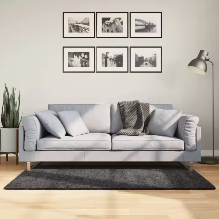 vidaXL Alfombra de pelo largo moderna gris antracita 120x170 cm - 1