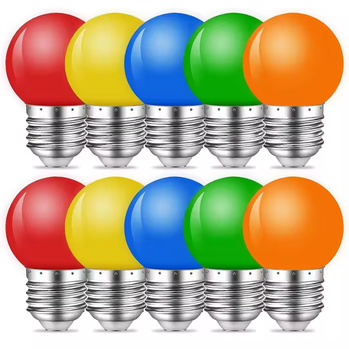 PORCHEDDU 10 unidades de bombilla LED de color, 1W E27 G45 bombillas, LED color mini globo bombilla, colores mezclados para cadena interior al aire libre, Navidad, fiesta - 1