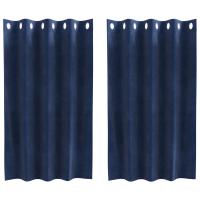 Cortinas opacas vidaXL con ojales 2 pcs de terciopelo azul oscuro - details 1