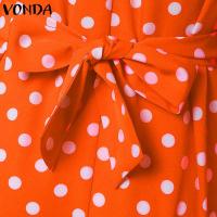 VONDA Vestido Bohemio Para Mujer Con Puntos Maxi Verano Hombros Descubiertos Largo De Manga Media Casual Suéter Estampado Fiesta - details 9