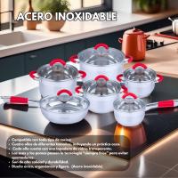 Swiss Line Bateria de cocina 12 Piezas / Acero inoxidable / Apta para todo tipo de cocina / Asas silicona roja - details 0
