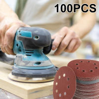 100pcs Discos De Pulido Redondos De 5 Pulgadas Alumina Pads De Arena Para Metal Madera Vidrio Y Coche 8-Hole Sheet - details 0