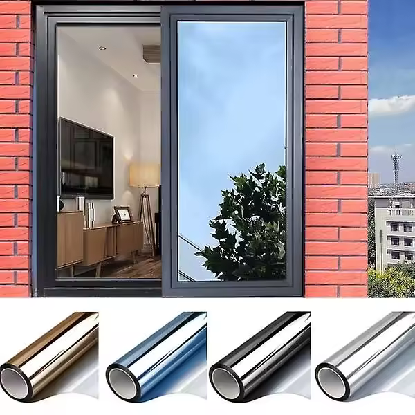 Espejo unidireccional Lámpara para Ventana Adhesivo para Cristal with Protección solar - Oferta especial - Negro Plata 40x300 cm Negro-Plata 40x300 cm - 1