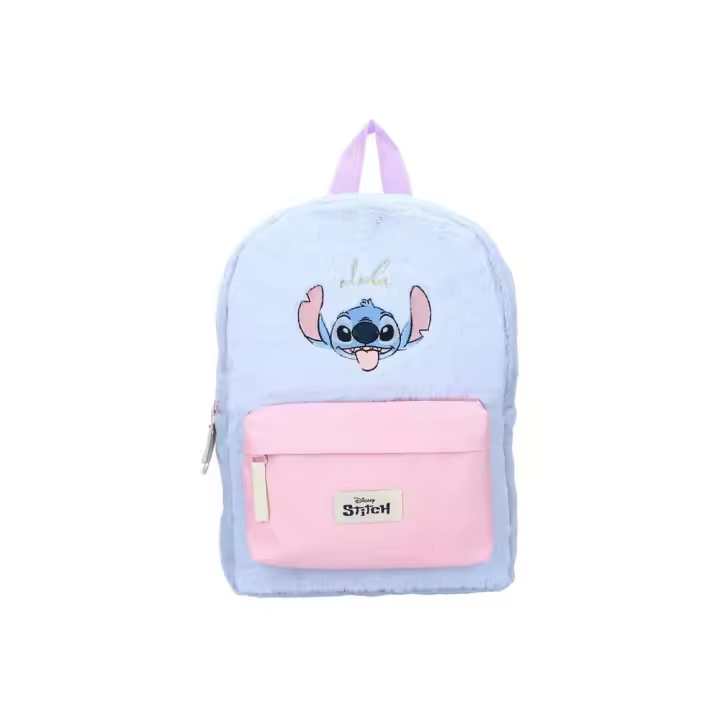 MOCHILA INFANTIL AZUL PASTEL PELUCHE STITCH – SUAVE, LIGERA Y DIVERTIDA - 1