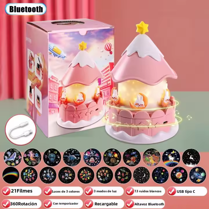 Proyector De Luz Nocturna Estelar 21 En 1 Con Bluetooth Y Timer Recargable Decoración De Pared Para Dormitorio Regalo De Cumpleaños Para Niños - 1