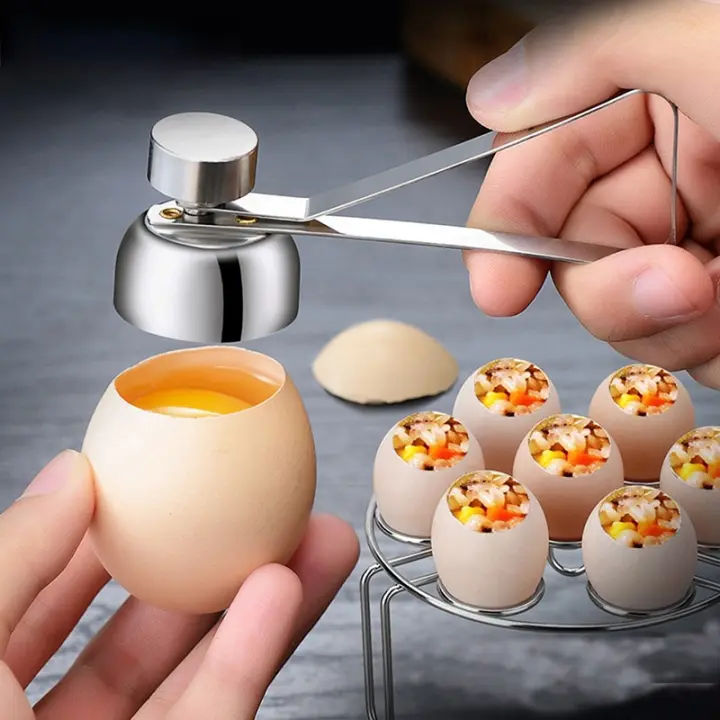 Cortador De Huevos De Acero Inoxidable Herramienta Creativa Para Cocina Afilado De Acero Cortante Abre Huevos Hervidos Y Crudos Accesorios De Gadgets Cool - 1