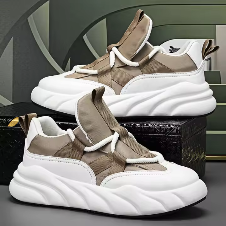 Zapatos Casuales Para Hombre Con Suela Gruesa Y Antideslizante Zapatillas De Deporte Plataforma Cómodas Para Estudiantes - 1