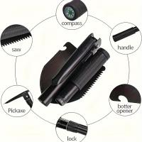Shovel Multifuncional Plegable 4-en-1 Para Supervivencia Al Aire Libre Y Camping Durable Acero Inoxidable Con Sierra Y Abrebotellas - details 2