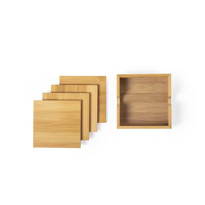 Set de posavasos de madera personalizable - Pack con 4 posavasos - Yujuuu - 1