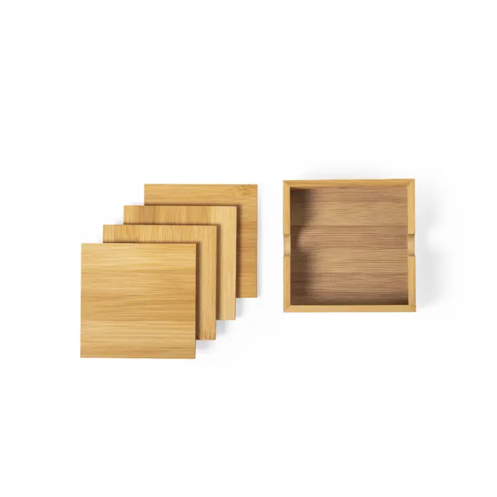 Set de posavasos de madera personalizable - Pack con 4 posavasos - Yujuuu - 1