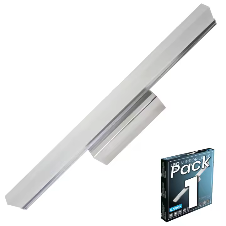 LED ATOMANT Aplique LED baño, 16W o 10W, 60 o 40 cm, cromado, 6500K, blanco frío, luz para espejo, moderna,1600 lúmenes o 1000 lúmenes, iluminación para maquillaje, estilo elegante, minimalista, fácil instalación, ideal para baños, tocadores, lavabos - 1