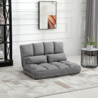 Silla de suelo 2 en 1 Silla de suelo y Cama con respaldo, regular en 3 posiciones, juguete de asiento de terciopelo gris y Maple, 102x73x60cm - details 3