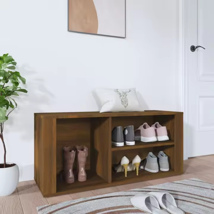 vidaXL Mueble zapatero madera contrachapada marrón roble 100x35x45 cm - 1