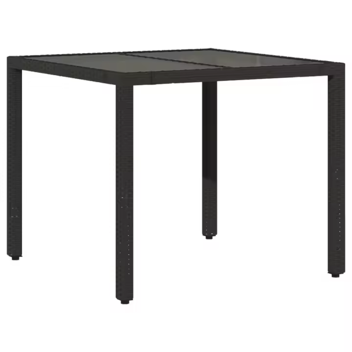 Mesa de Jardín superficie De Vidrio Negro 90x90x75 cm - 1