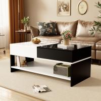 Mesa de Centro Moderna with 2 Cajones - Diseño Blanco y Negro, Almacenaje, Tapa Alto Brillo, Largo 100cm - details 2