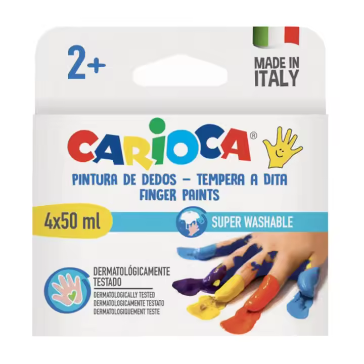 Carioca-Juego de pintura para principiantes para bebés, marcador de pintura para dedos, lápices de cera de oso de 6 colores, juego de 6 masa de modelado multicolor - 1