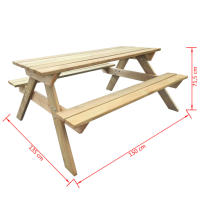 vidaXL Mesa de picnic de madera de pino 150x135x71,5 cm - details 3