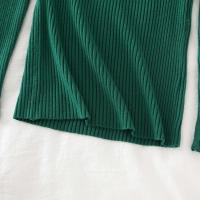 Suéter De Mujer Con Volantes Y Cuello Bajo Largo Manga Larga Tejido Básico Solido Rayado Para Otoño Invierno Top Casual - details 33