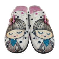 Zapatillas de casa mujer  cómodas, flexibles, ligeras y gran confort , Marca Flossy con plantilla extraíble y suela perfumada , antideslizante , fabricadas en España ,material de fieltro, con bonita ilustración de niña - details 0