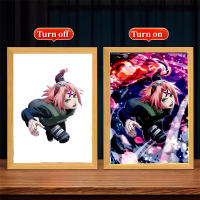 Marco De Fotos Para Pintura Con Figura De Anime Naruto Sasuke Gaara Luz LED Nocturna Decoración Para Dormitorio Regalo De Navidad Lámpara De La Luna - details 15